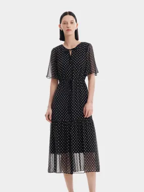 10 Momme Polka Dots Silk Midi Dress