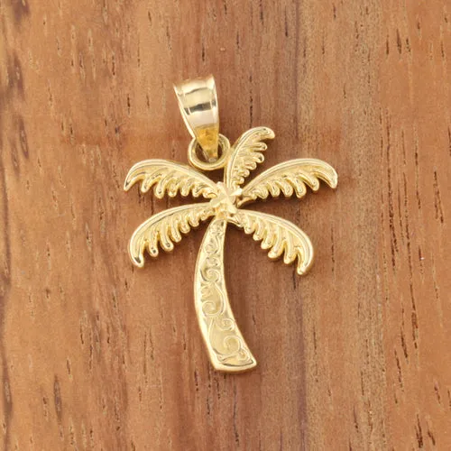 14K Yellow Gold Palm Tree Pendant (S/M) (Chain Sold Separately)