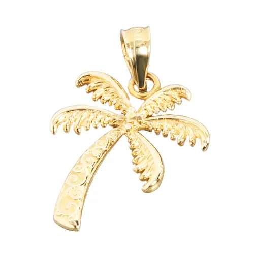 14K Yellow Gold Palm Tree Pendant (S/M) (Chain Sold Separately)