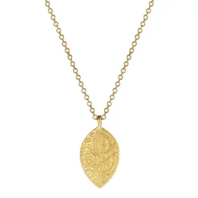 18K Gold Medium Engraved Paisley Pendant