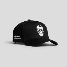 5-Panel Skull Hat - Black/White