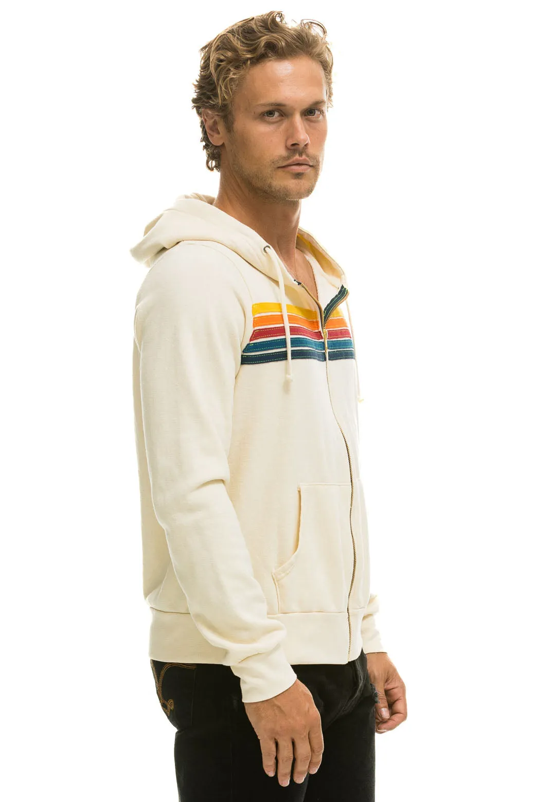 5 STRIPE HOODIE - VINTAGE WHITE