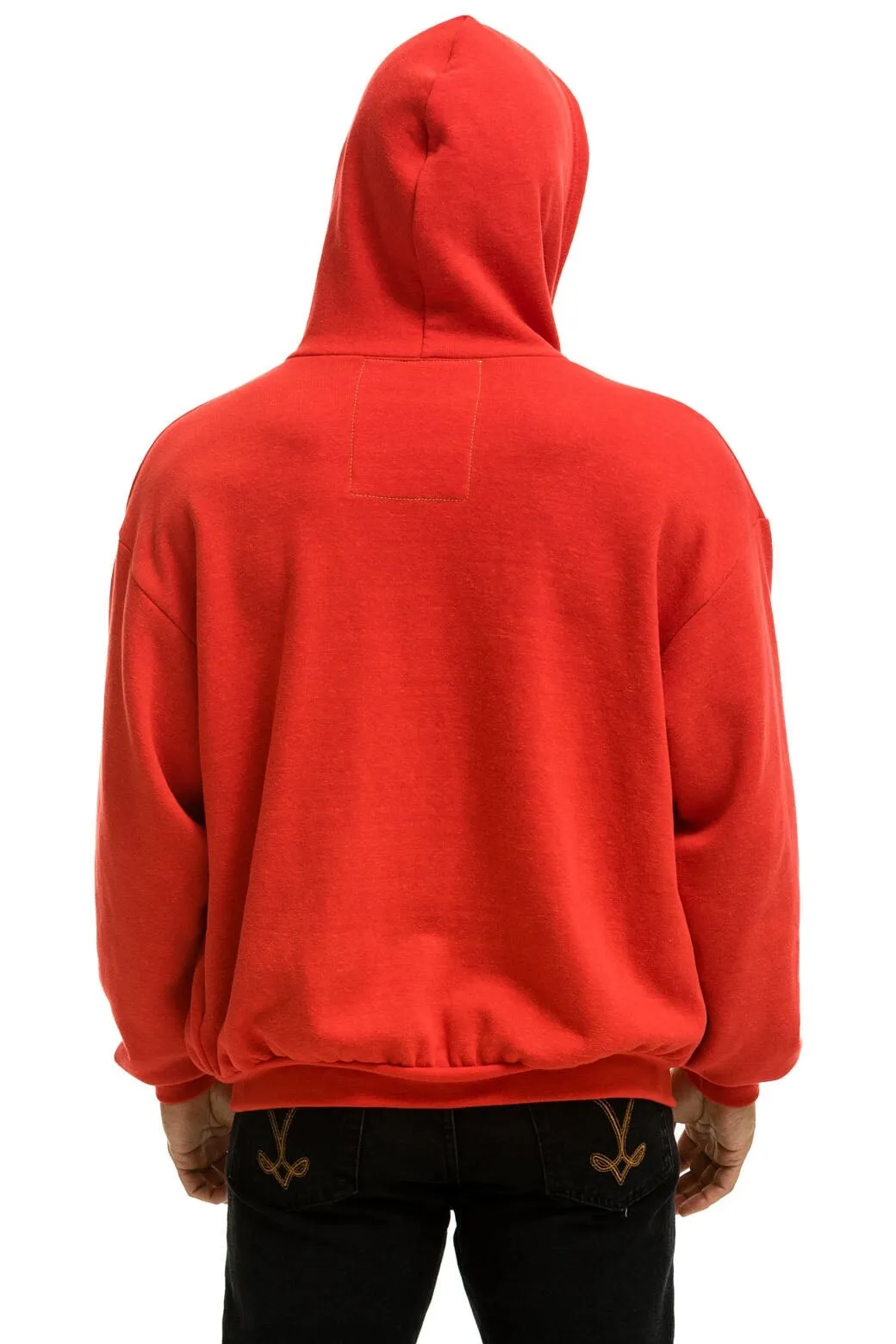 5 STRIPE RELAXED ZIP HOODIE - RED // NEON RAINBOW