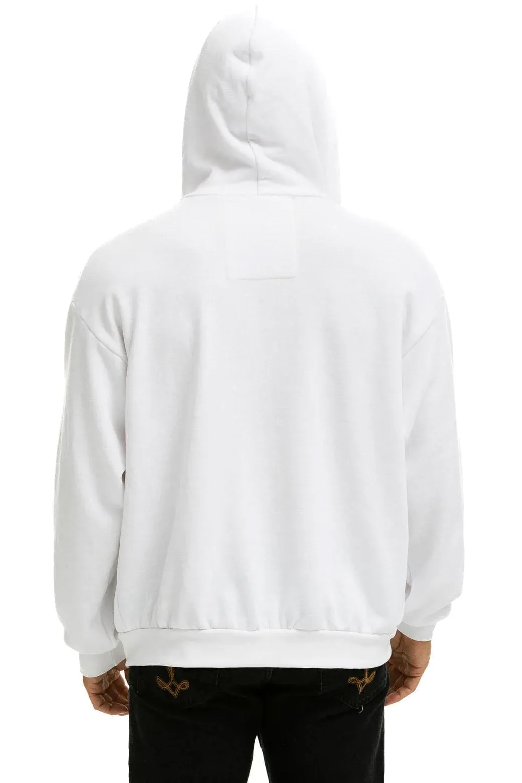 5 STRIPE RELAXED ZIP HOODIE - WHITE // GREY