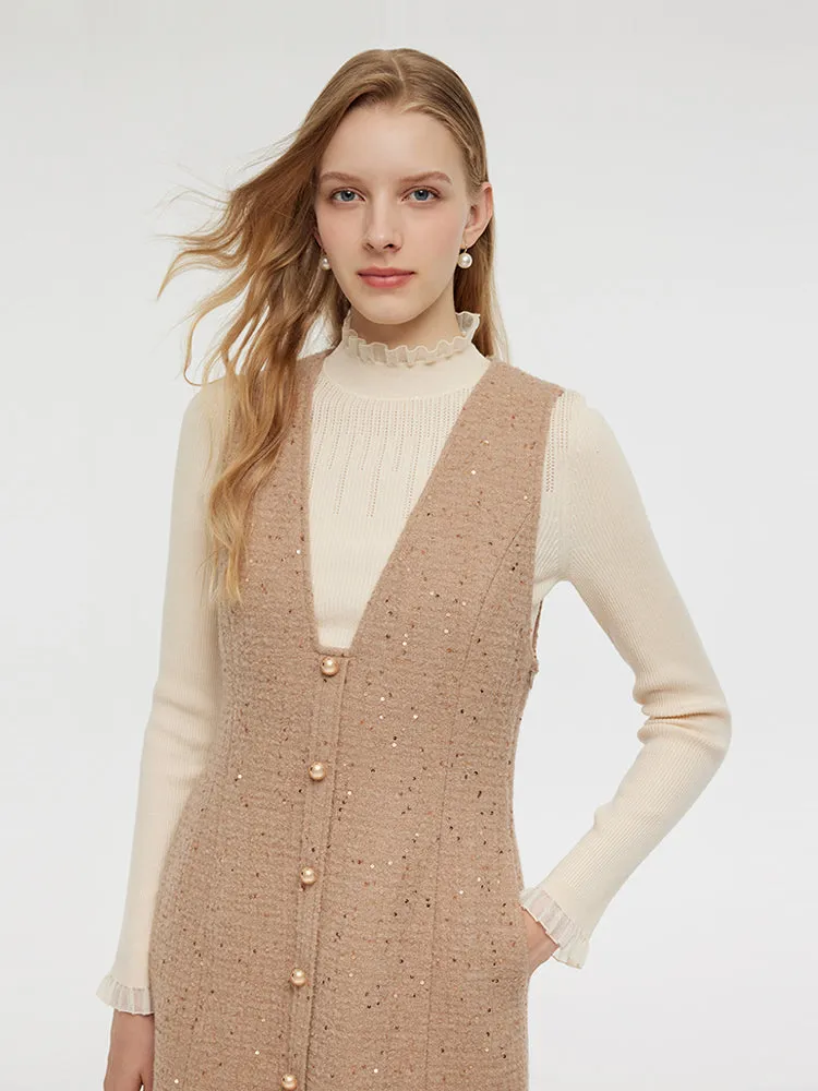 Alpaca And Wool Tweed Mini Dress And Knit Top Two-Piece Set