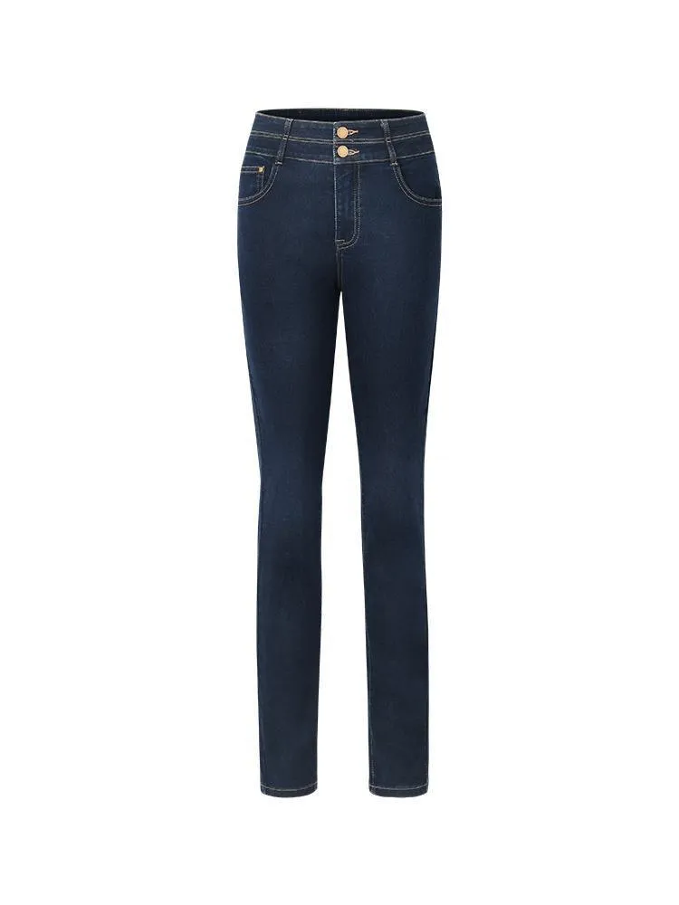 Ankle Length Skinny Jeans With Double Waistband