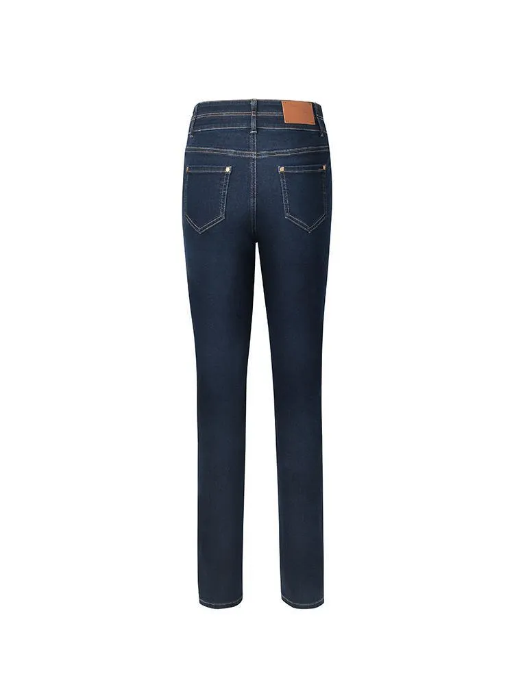 Ankle Length Skinny Jeans With Double Waistband