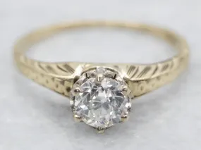 Antique European Cut Diamond Solitaire Engagement Ring