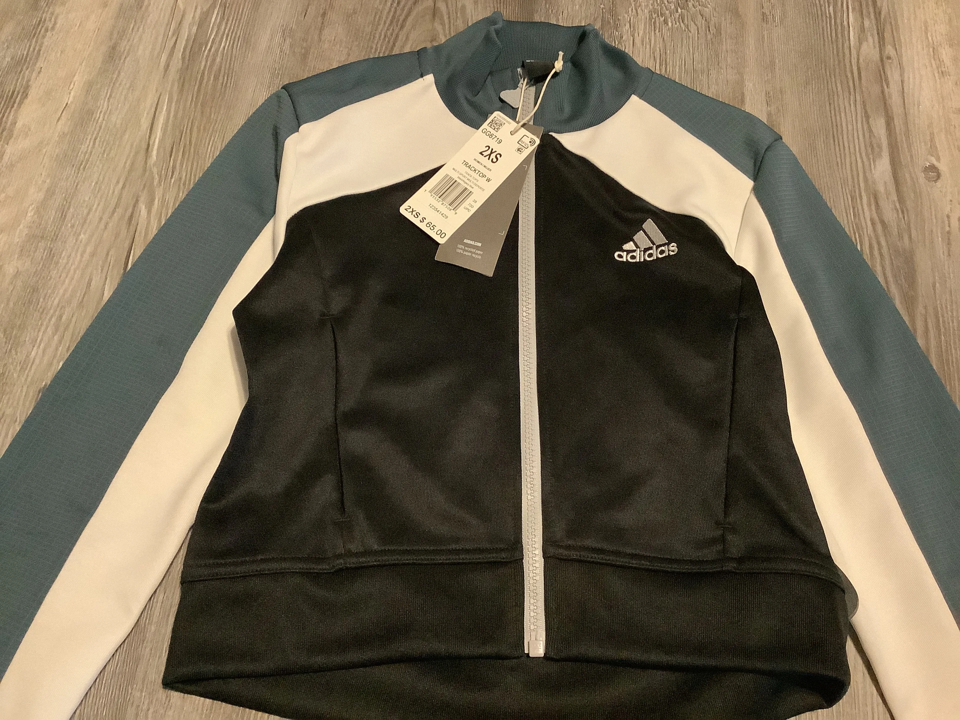 Athletic Jacket By Adidas In Green & White, Size: Xs