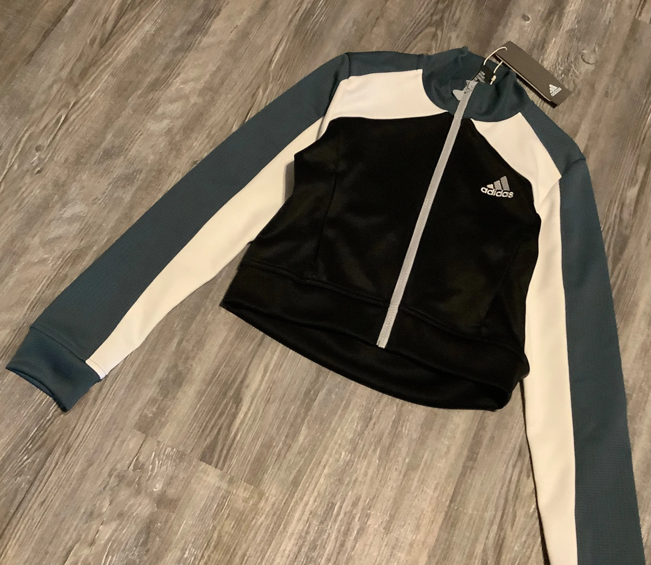 Athletic Jacket By Adidas In Green & White, Size: Xs