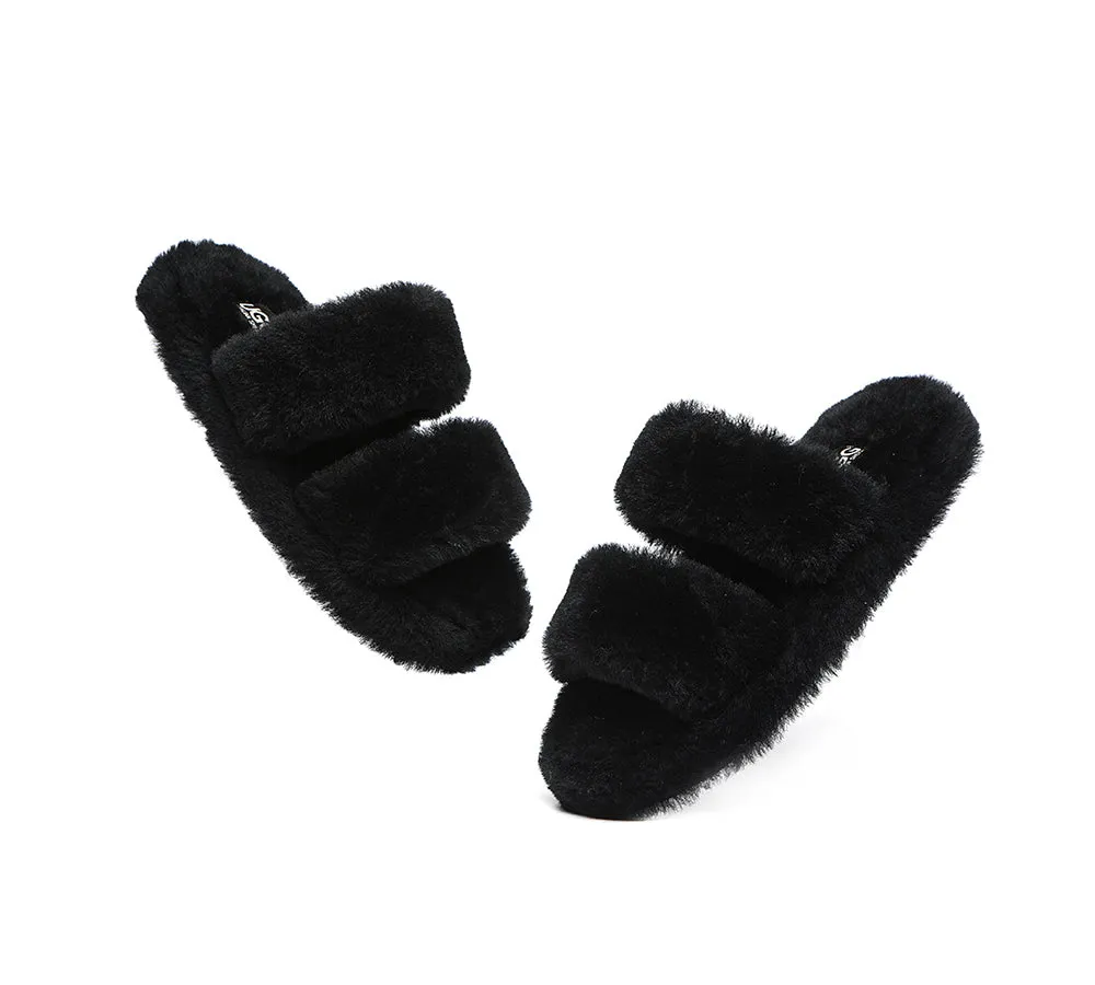 AUSTRALIAN SHEPHERD® UGG Women Double Strap Fluffy Slides Jessica