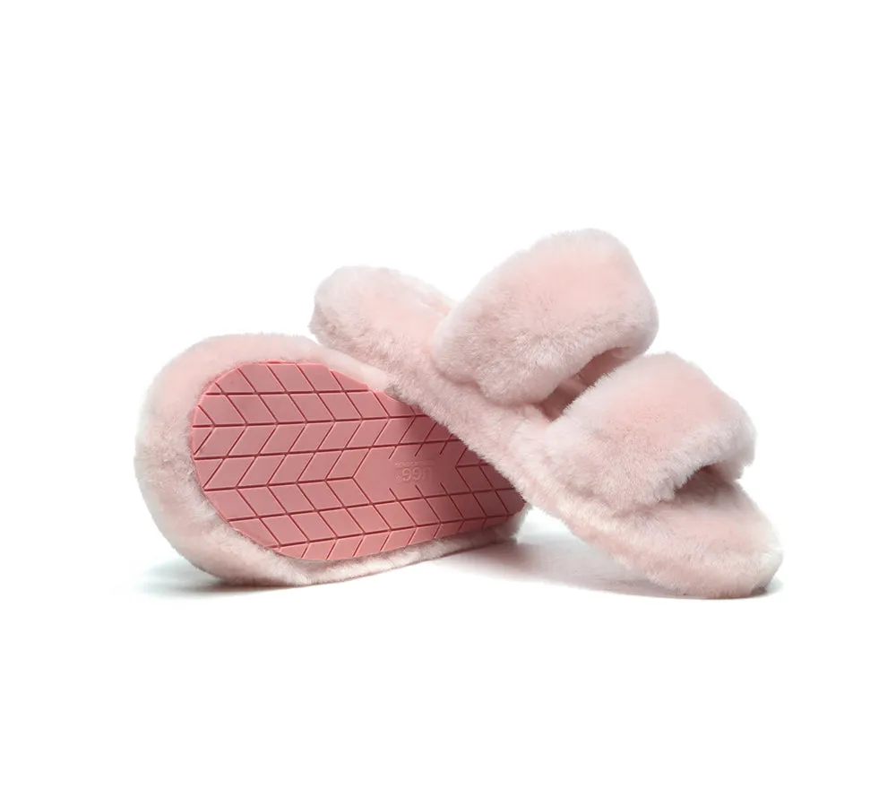 AUSTRALIAN SHEPHERD® UGG Women Double Strap Fluffy Slides Jessica