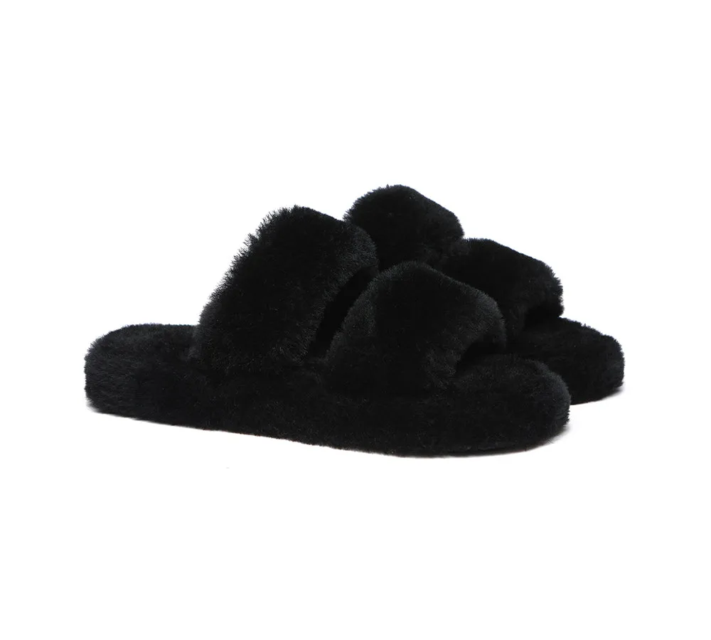 AUSTRALIAN SHEPHERD® UGG Women Double Strap Fluffy Slides Jessica