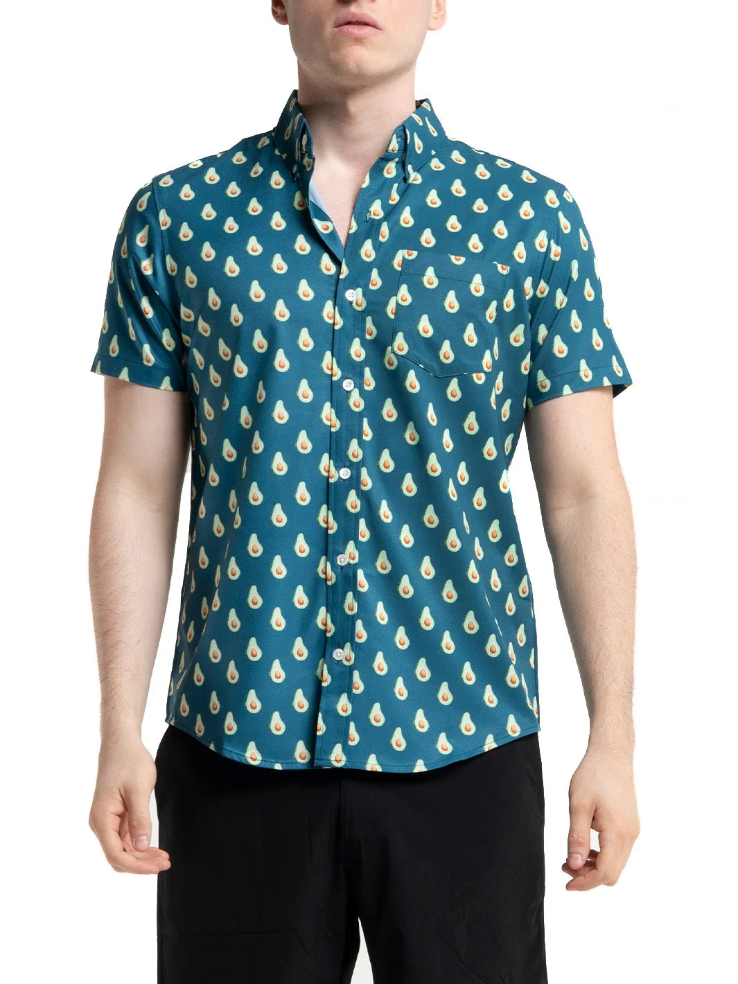 Avocado Print Short Sleeve Button Down Shirt