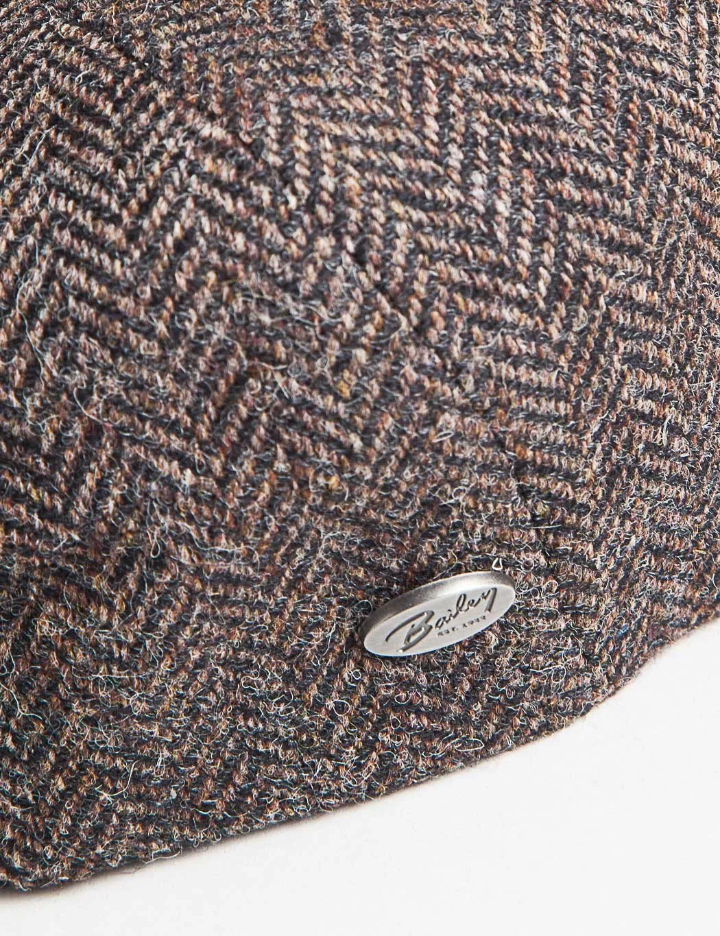 Bailey Galvin Herringbone Newsboy Cap - Brown/Black