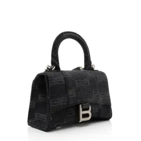 Balenciaga BB Monogram Denim Hourglass XS Satchel