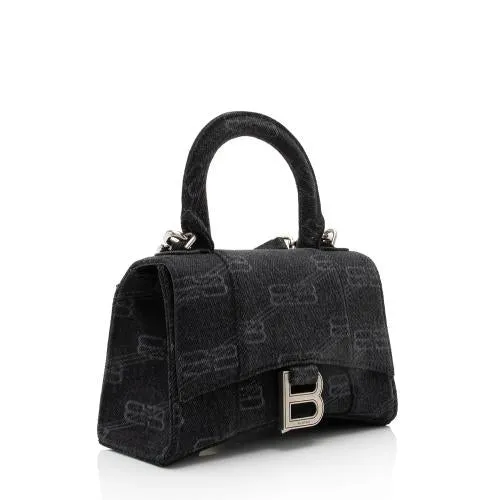 Balenciaga BB Monogram Denim Hourglass XS Satchel