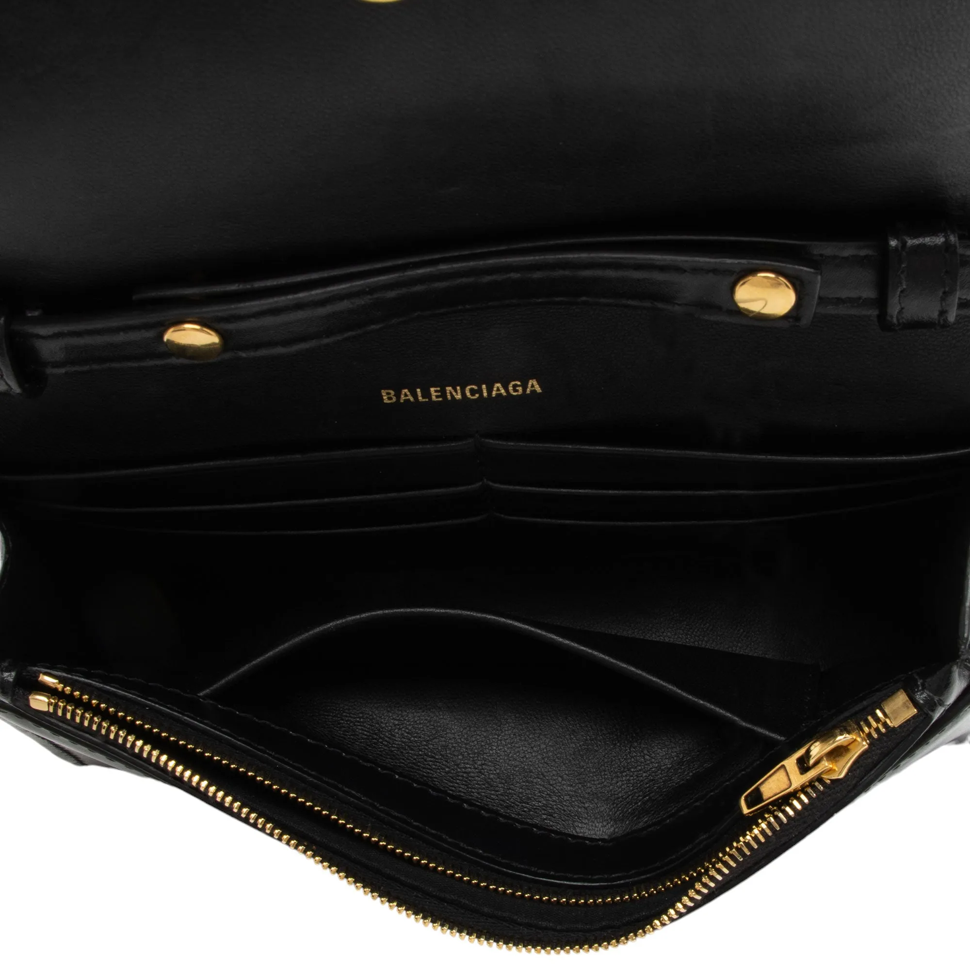 Balenciaga Shiny Calfskin Hourglass Wallet on Chain Bag (SHF-PW1B0p)