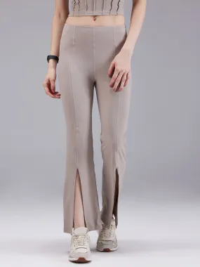 Beige Retro Flare Pants