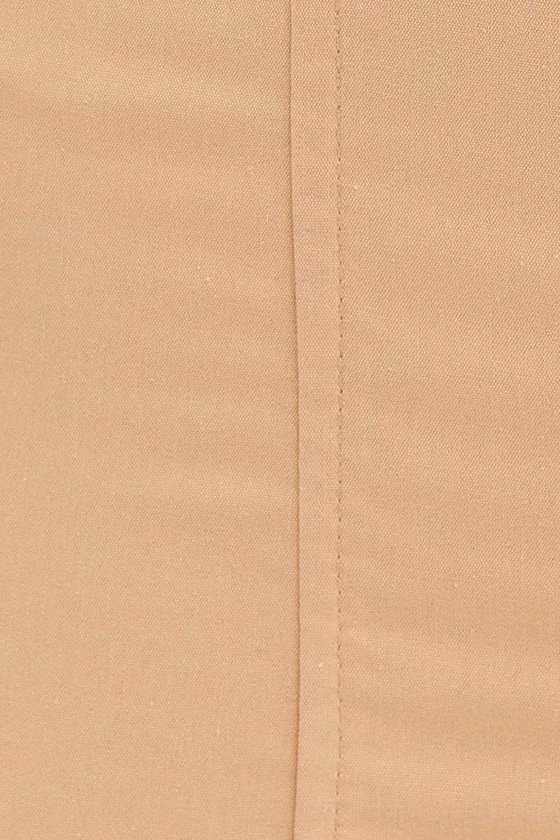 Beige Wide Leg Carpenter Pants