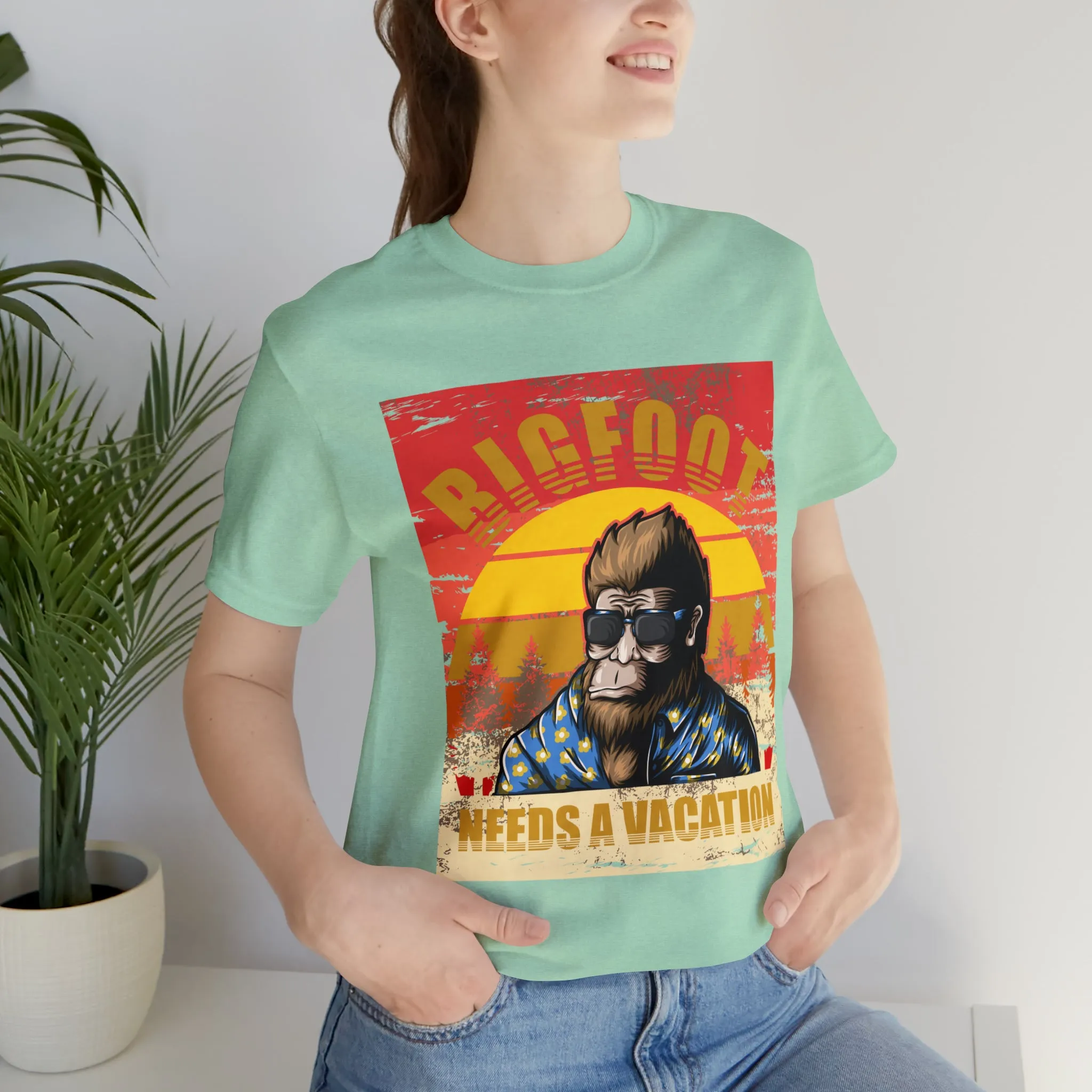 Bigfoot needs vacation Unisex Jersey Short Sleeve Tee