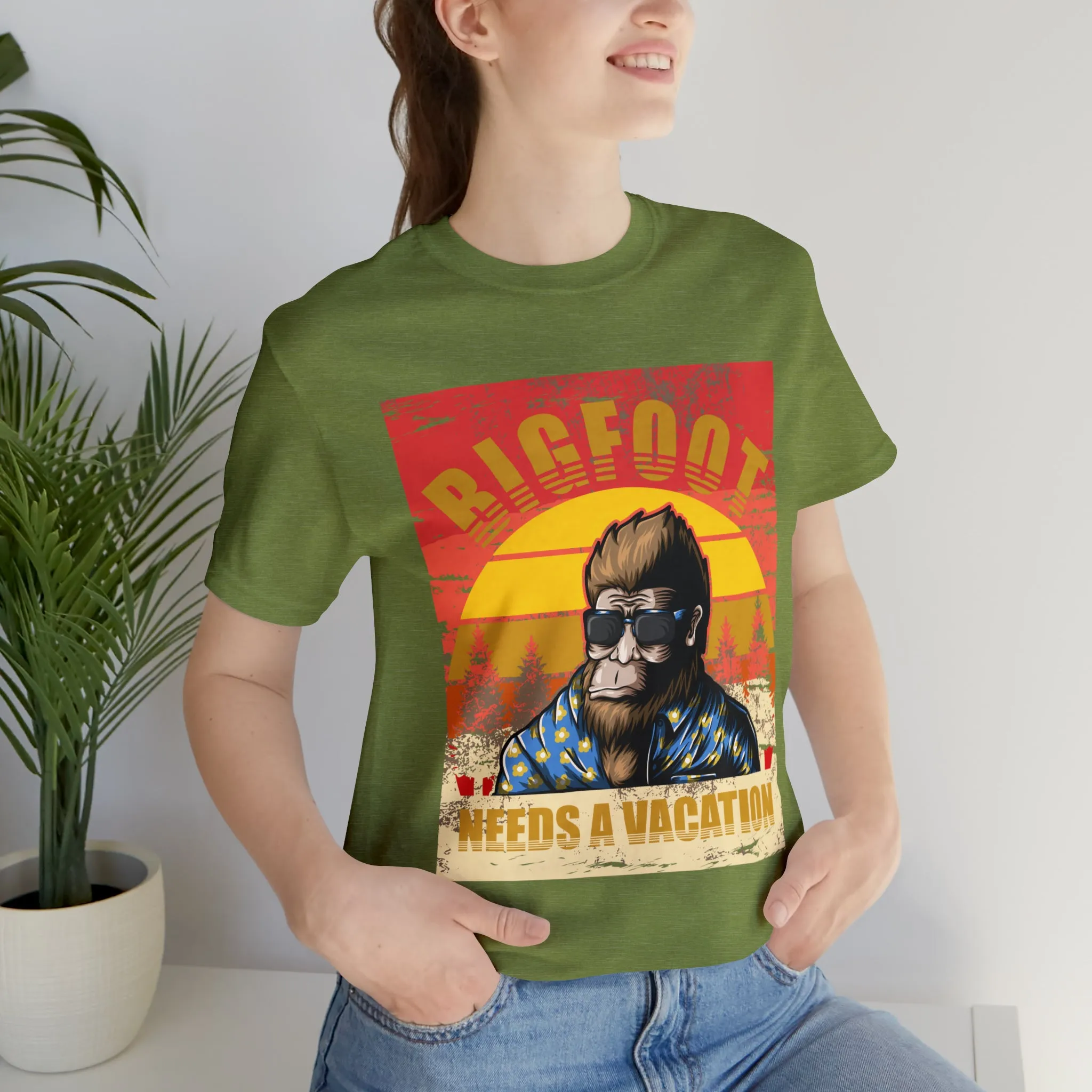 Bigfoot needs vacation Unisex Jersey Short Sleeve Tee