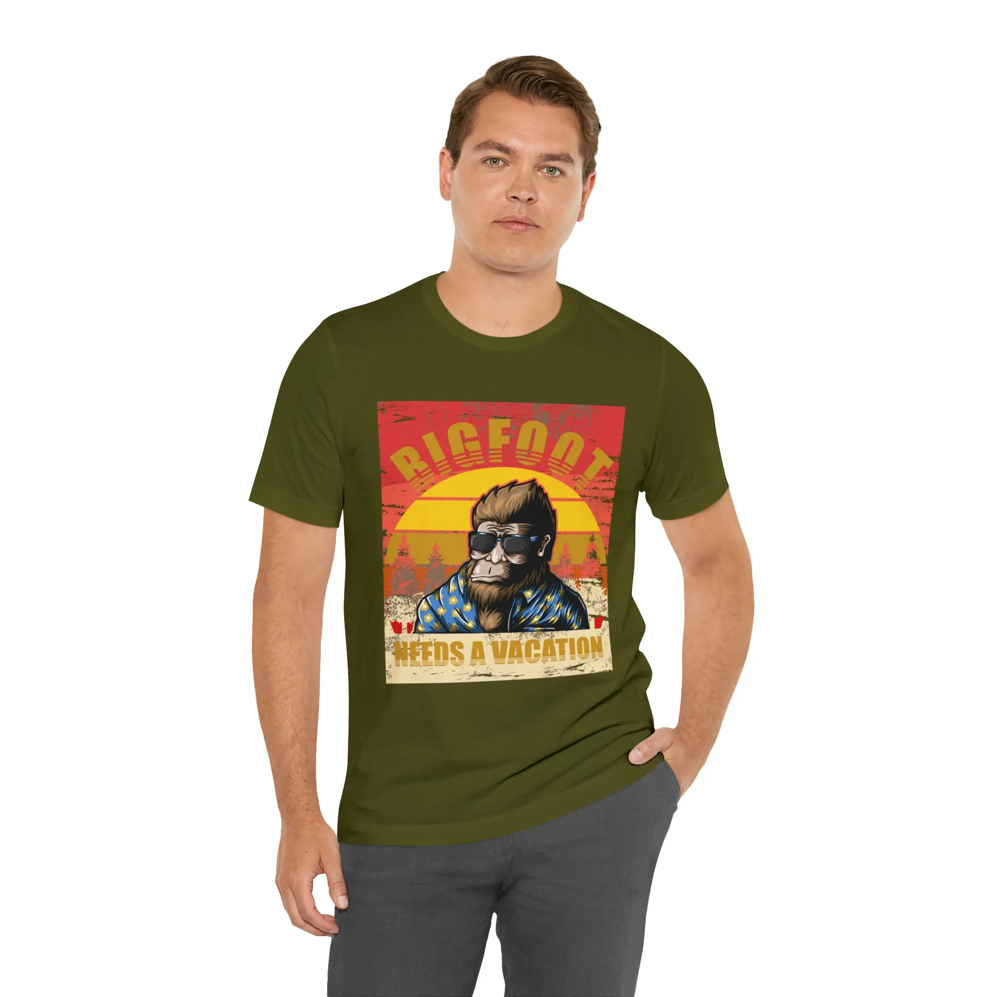 Bigfoot needs vacation Unisex Jersey Short Sleeve Tee