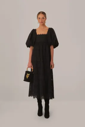 Black Pineapple Eyelet Maxi Dress