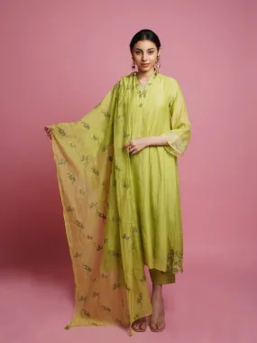 Bloom Flare Kurta Set- Green