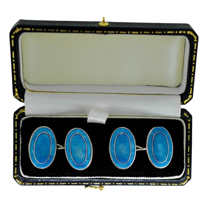 Blue Enamel Cuff Links