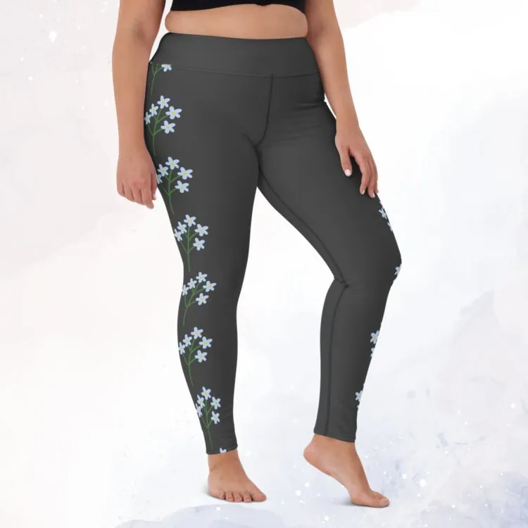 Blue floral gray everyday Leggings