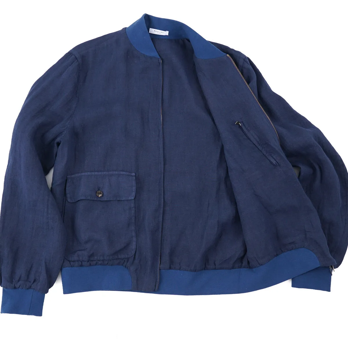 Boglioli Unlined Linen Bomber Jacket