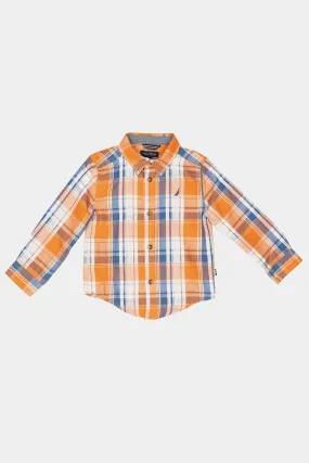 Boys Long Sleeve Woven Plaid Shirt