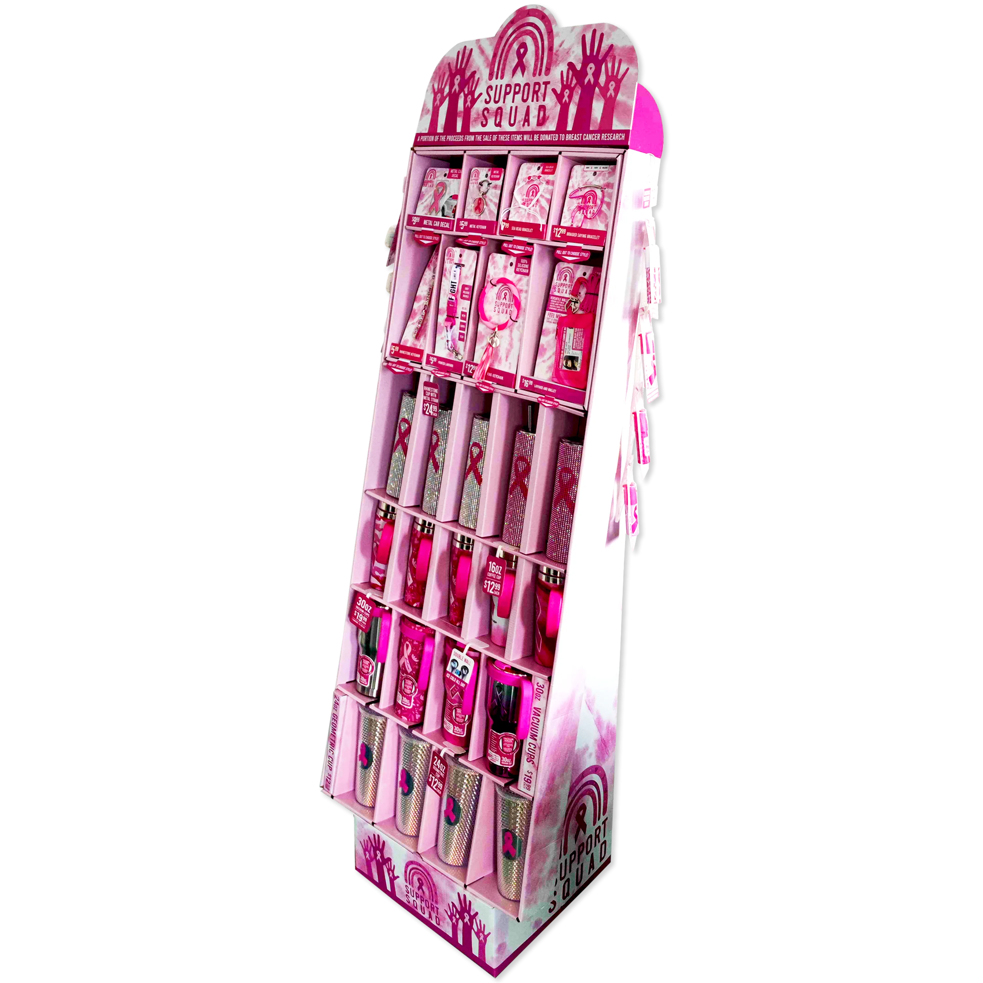 Breast Cancer Awareness Pink Assortment Floor Display - 78 Pieces Per Retail Ready Display 88475