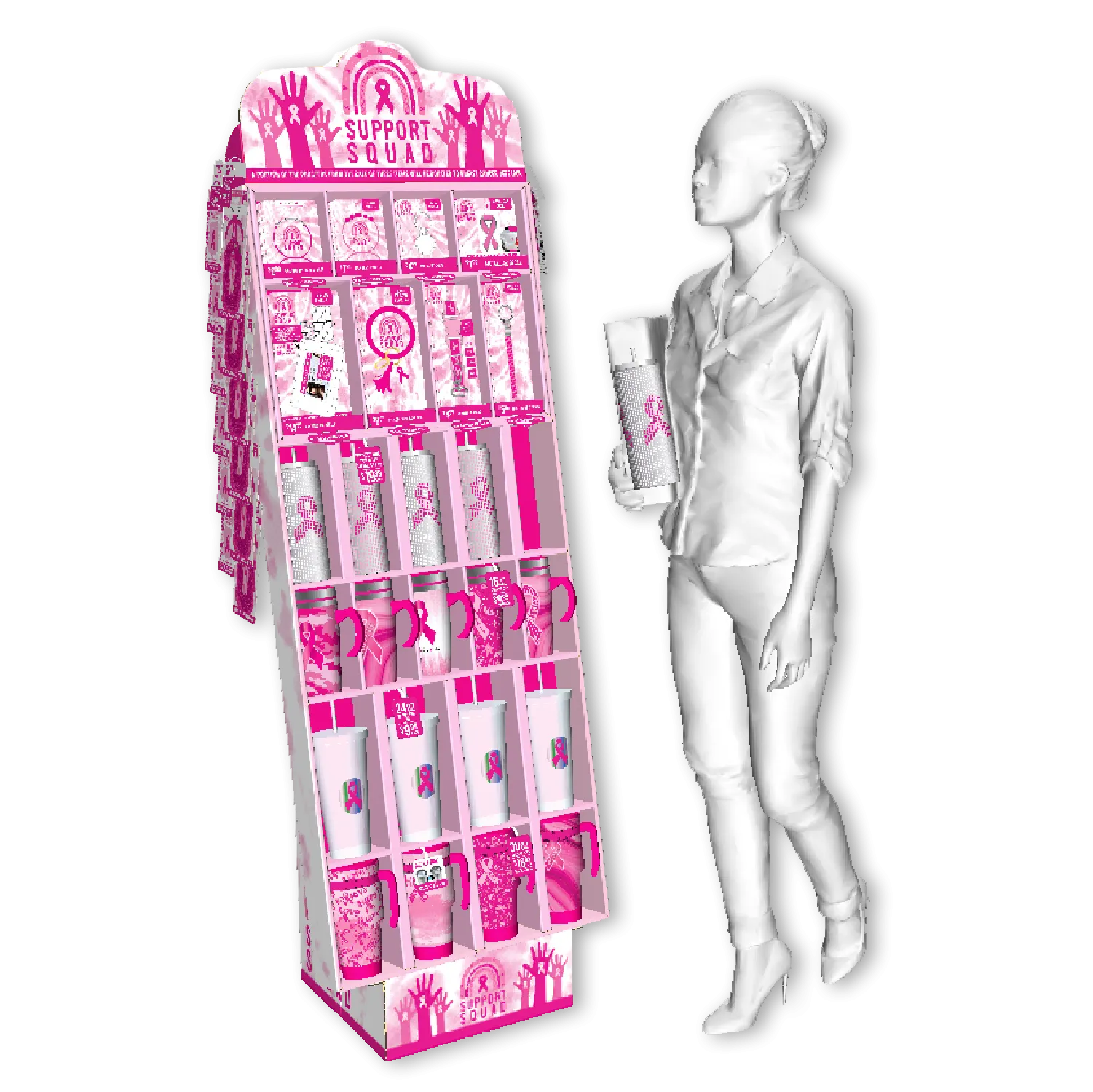 Breast Cancer Awareness Pink Assortment Floor Display - 78 Pieces Per Retail Ready Display 88475