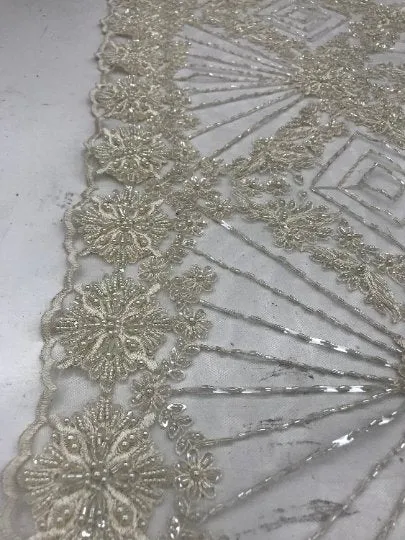 Bridal Lace Hand Beading Mesh Lace With Sequins Fabric