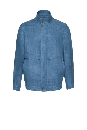 BRISTOL LIGHT BLUE LINEN BOMBER JACKET