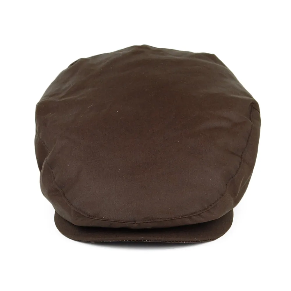 British Millerain Waxed Cotton Flat Cap - Brown