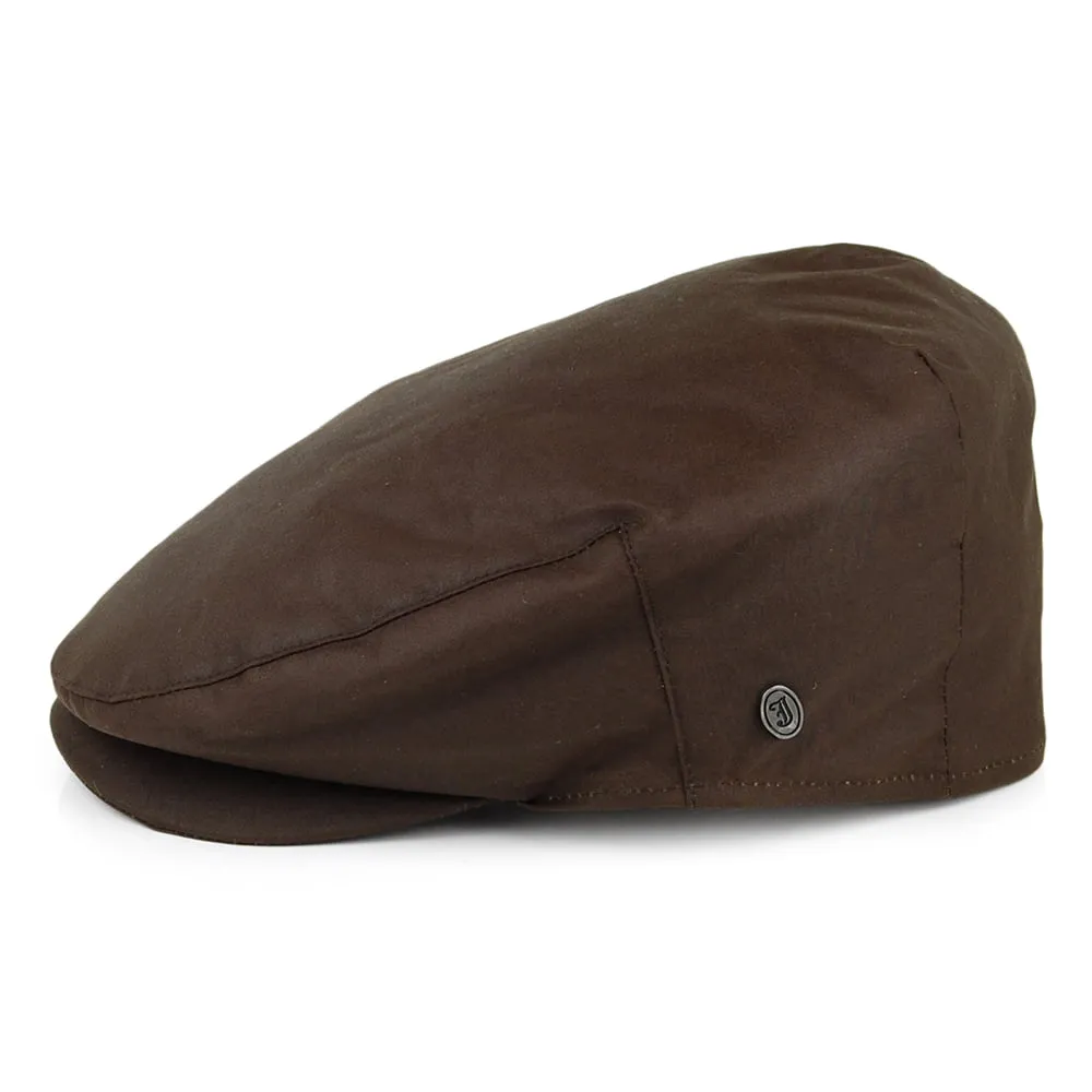 British Millerain Waxed Cotton Flat Cap - Brown