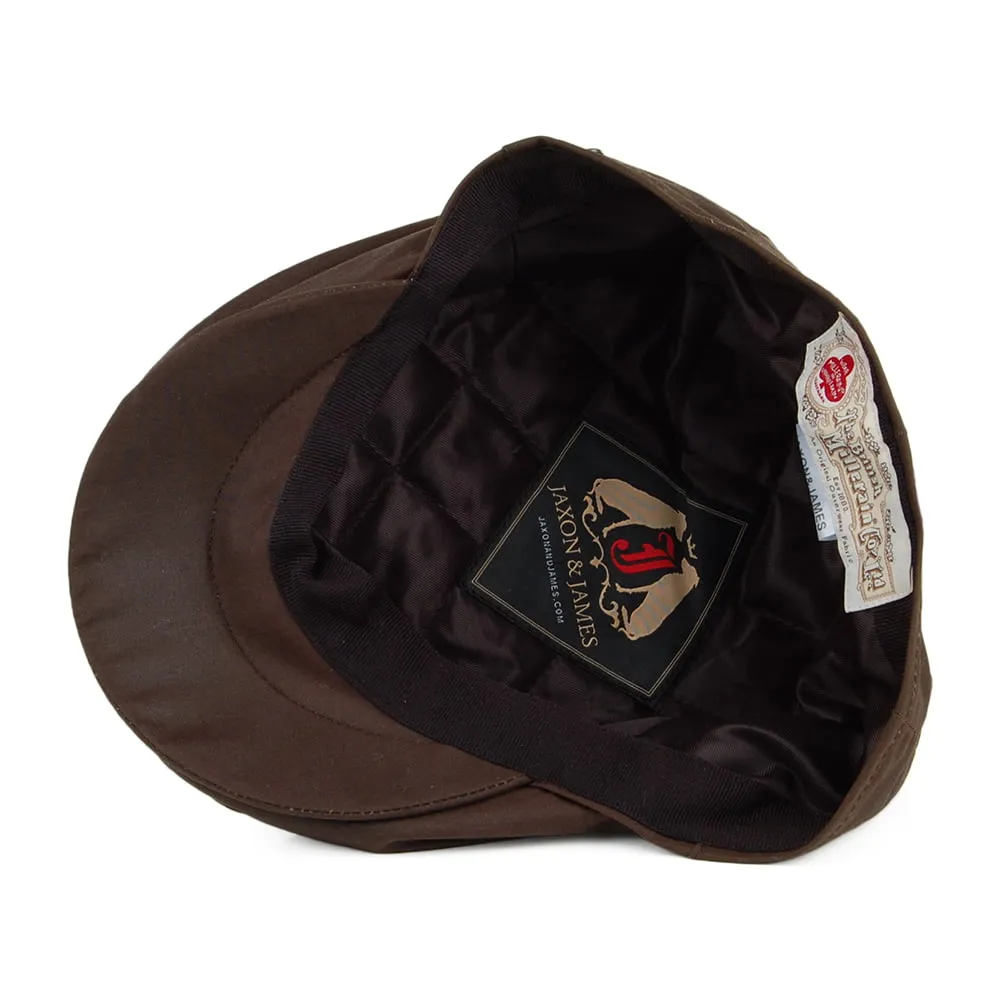 British Millerain Waxed Cotton Flat Cap - Brown