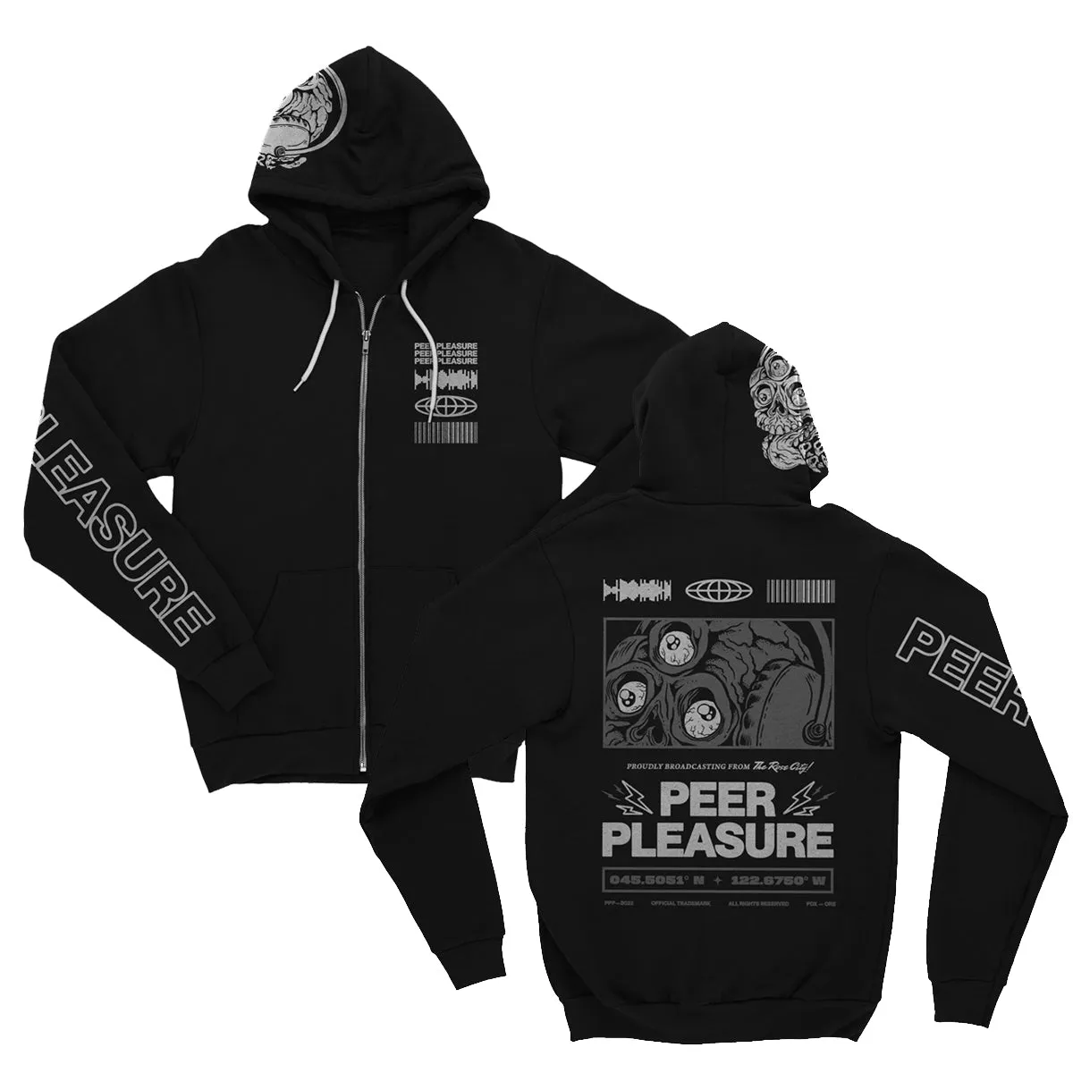 Broadcasting • Black • Full-Zip Hoodie