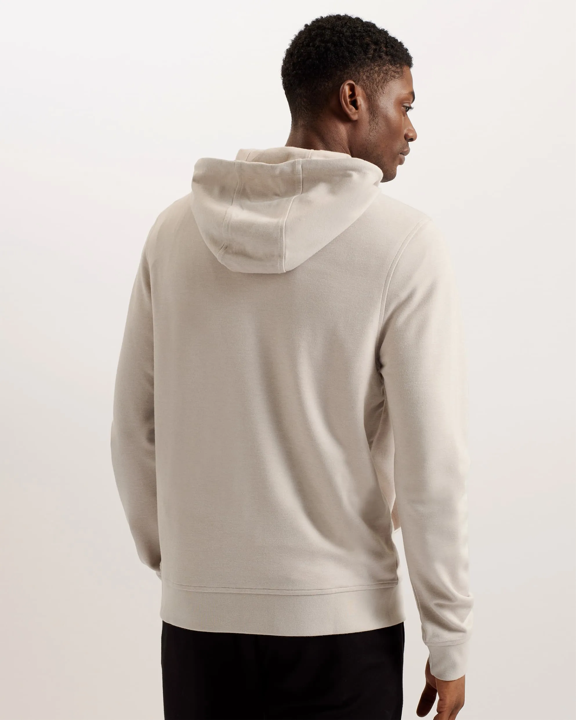 Caproe Long Sleeve Zip Neck Hoodie Stone