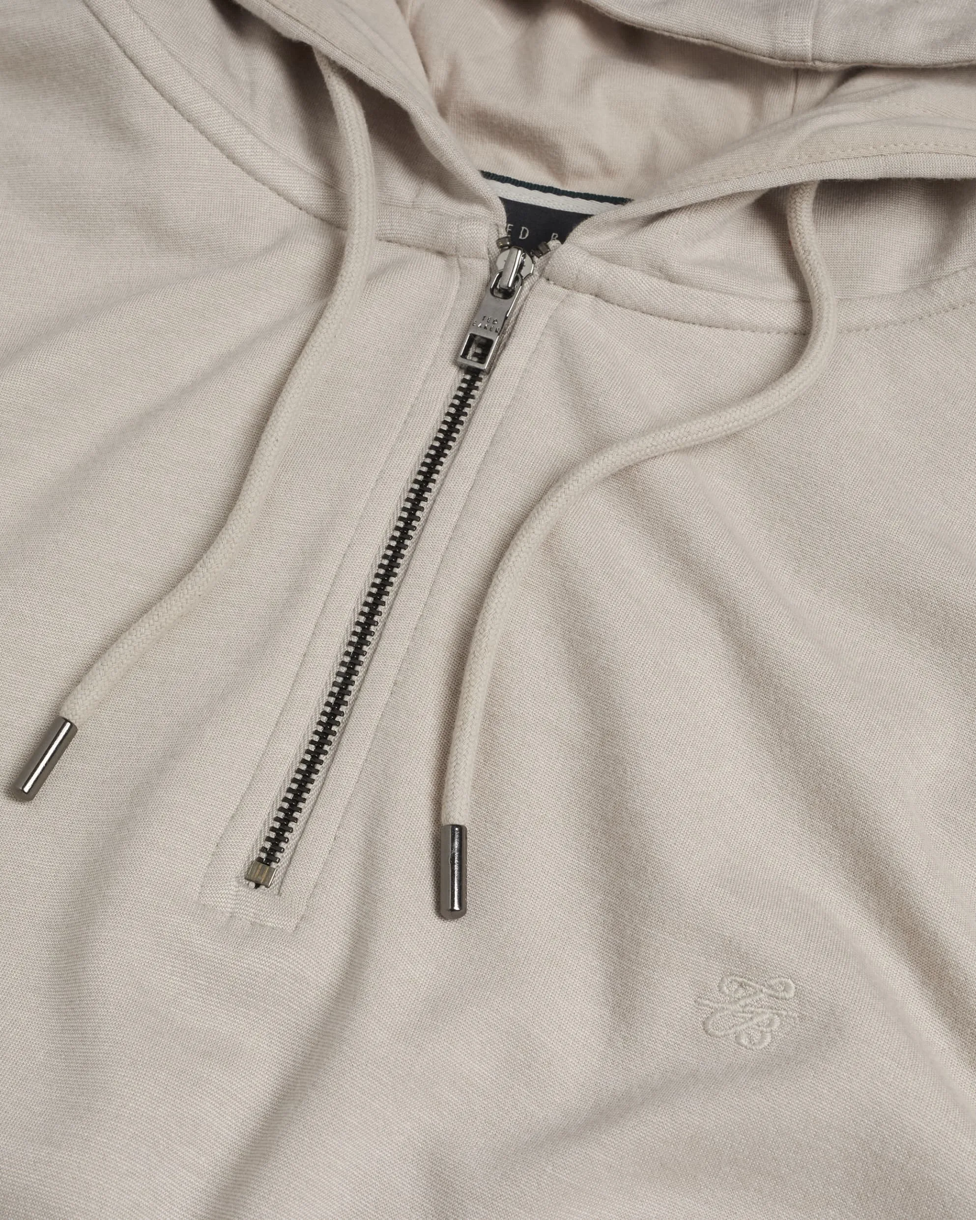 Caproe Long Sleeve Zip Neck Hoodie Stone