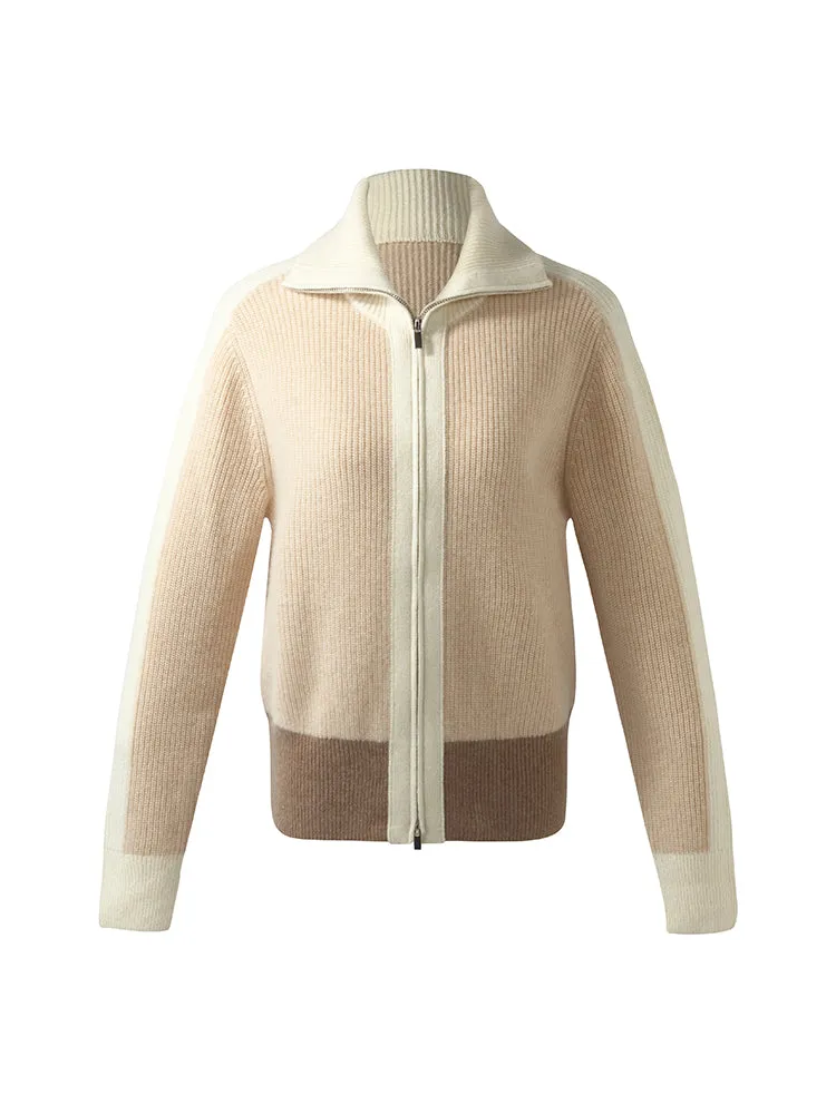 Cashmere Stand Collar Women Cardigan