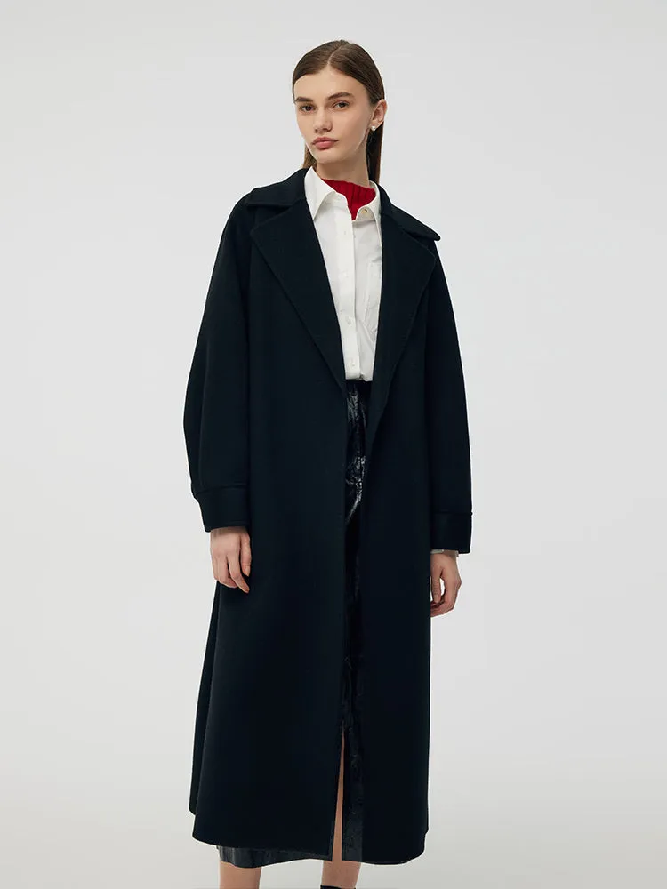 Cashmere Wool Double-Faced Longline Women Wrap Overcoat