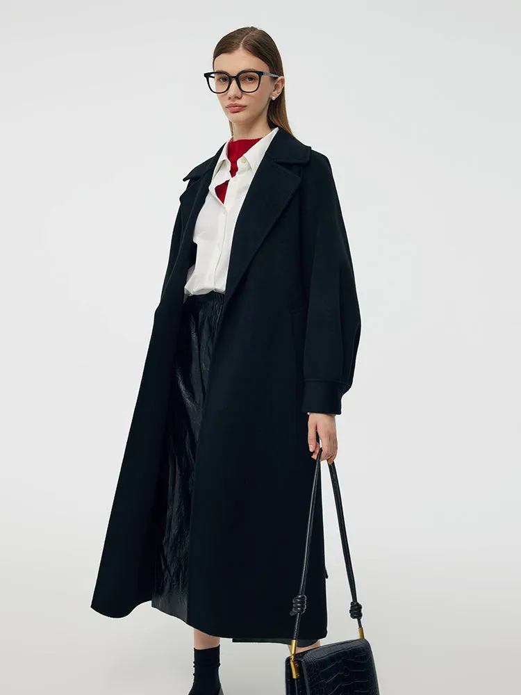 Cashmere Wool Double-Faced Longline Women Wrap Overcoat