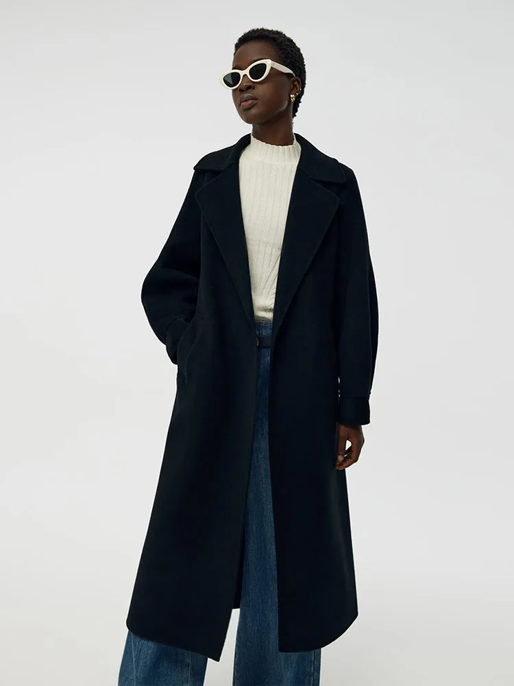 Cashmere Wool Double-Faced Longline Women Wrap Overcoat