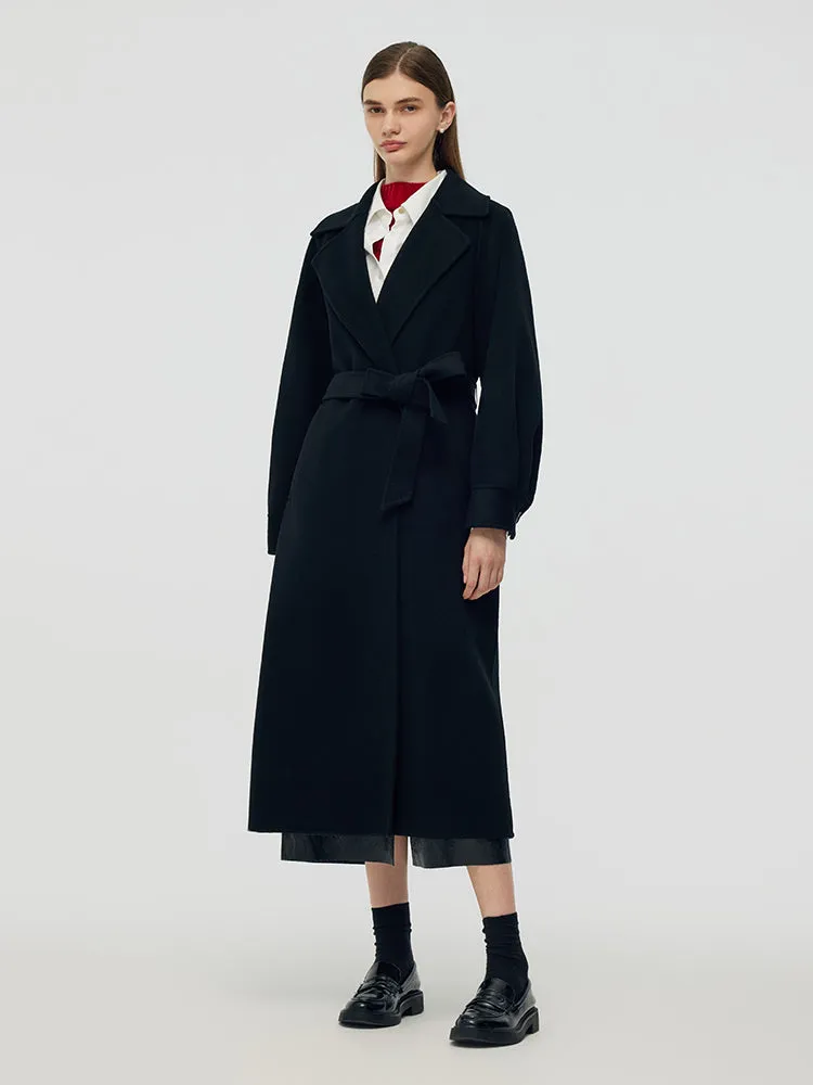 Cashmere Wool Double-Faced Longline Women Wrap Overcoat