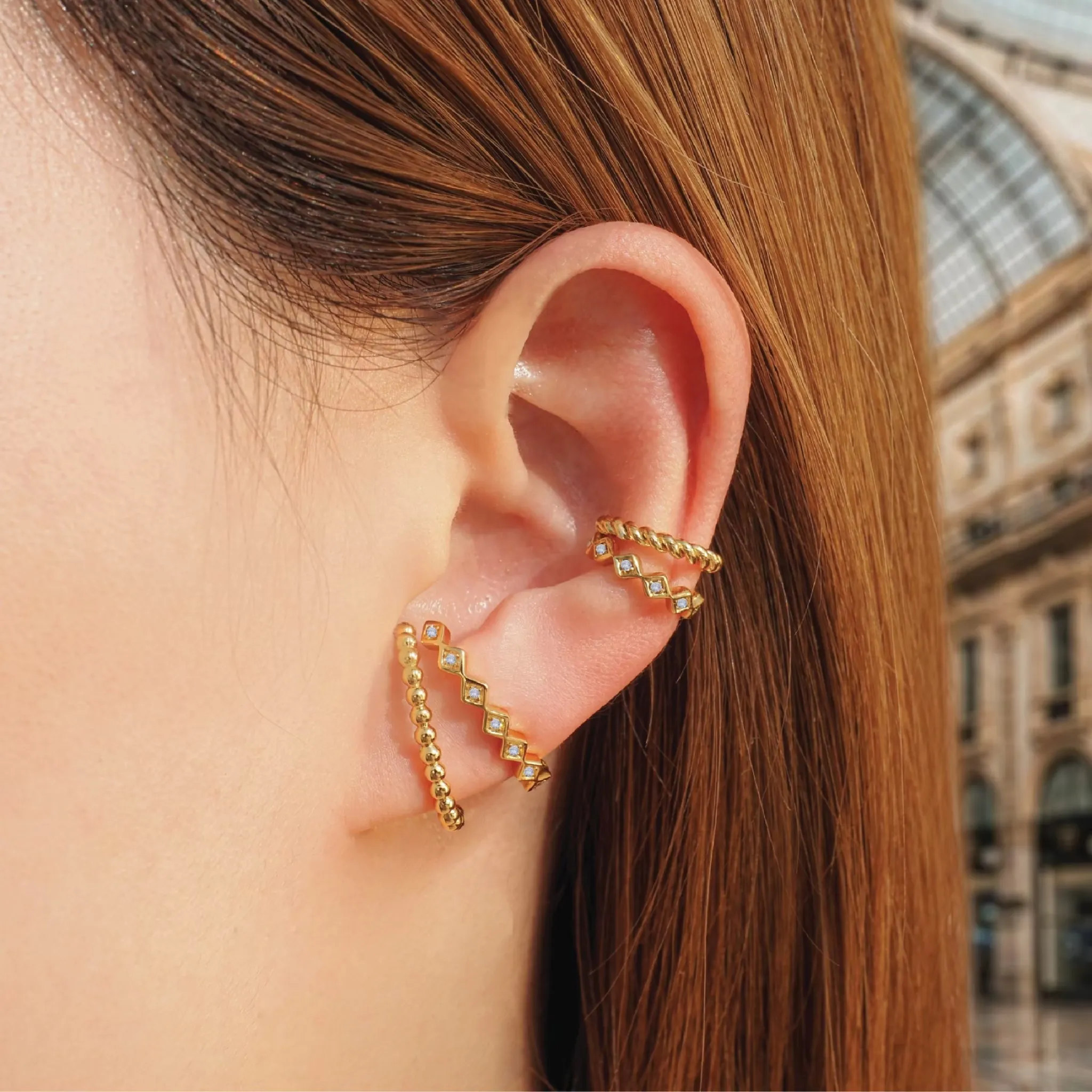 Caviar Ball Suspender Stud Earrings