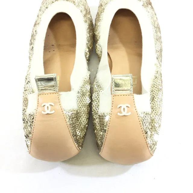 Chanel Sequin Ballet Flats. Size 37.5